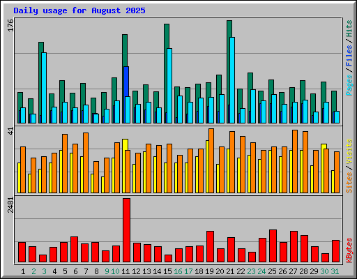 Daily usage for August 2025