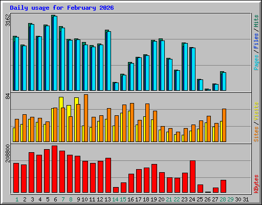 Daily usage for February 2026