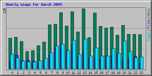Hourly usage for March 2025